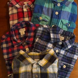 J. Crew Kids Plaid Button-Down Shirt Bundle - Blue, Red, Green, Yellow